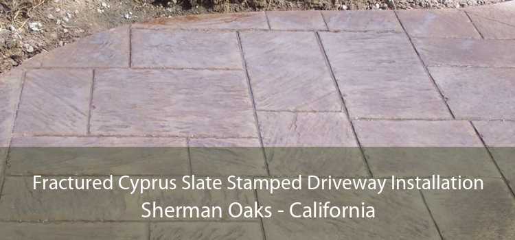 Fractured Cyprus Slate Stamped Driveway Installation Sherman Oaks - California
