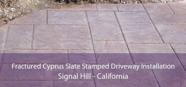 Fractured Cyprus Slate Stamped Driveway Installation Signal Hill - California