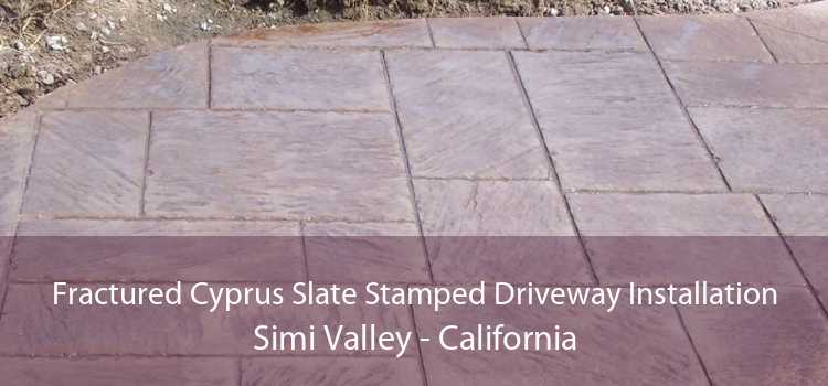 Fractured Cyprus Slate Stamped Driveway Installation Simi Valley - California