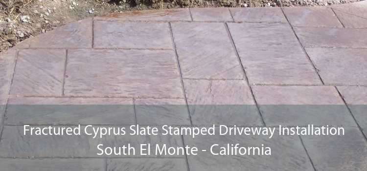 Fractured Cyprus Slate Stamped Driveway Installation South El Monte - California