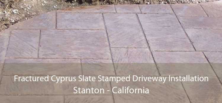Fractured Cyprus Slate Stamped Driveway Installation Stanton - California