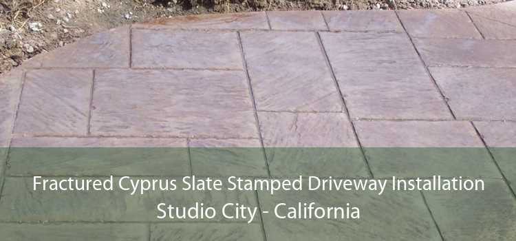 Fractured Cyprus Slate Stamped Driveway Installation Studio City - California