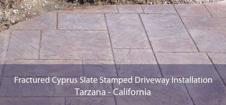 Fractured Cyprus Slate Stamped Driveway Installation Tarzana - California