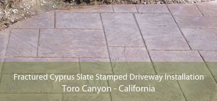 Fractured Cyprus Slate Stamped Driveway Installation Toro Canyon - California