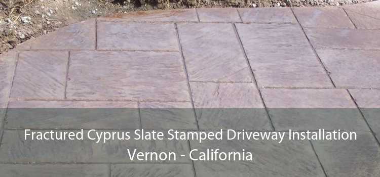 Fractured Cyprus Slate Stamped Driveway Installation Vernon - California