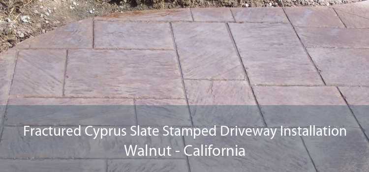 Fractured Cyprus Slate Stamped Driveway Installation Walnut - California