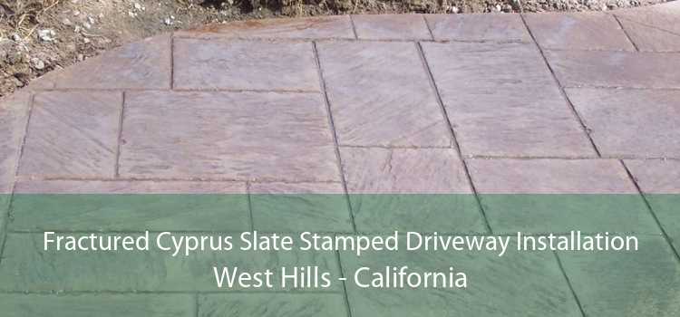 Fractured Cyprus Slate Stamped Driveway Installation West Hills - California