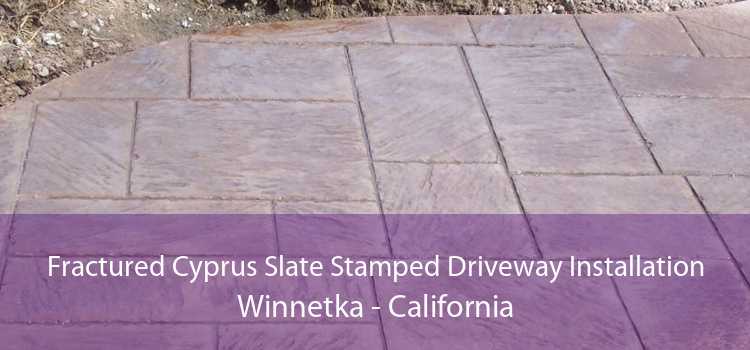 Fractured Cyprus Slate Stamped Driveway Installation Winnetka - California