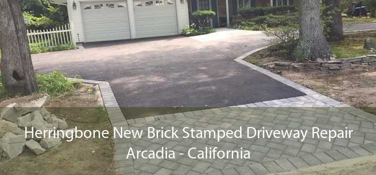 Herringbone New Brick Stamped Driveway Repair Arcadia - California