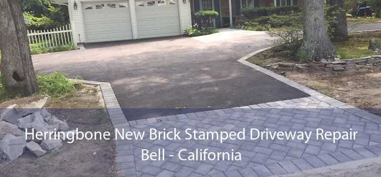 Herringbone New Brick Stamped Driveway Repair Bell - California
