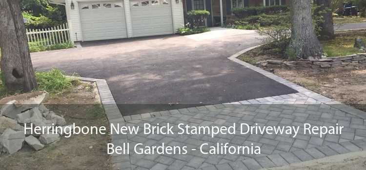 Herringbone New Brick Stamped Driveway Repair Bell Gardens - California