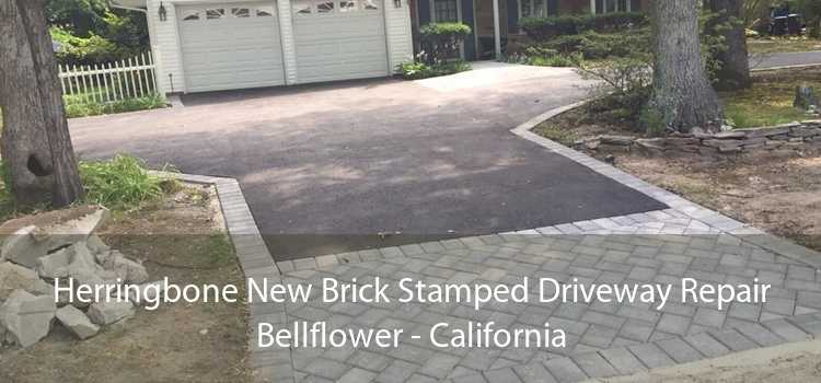 Herringbone New Brick Stamped Driveway Repair Bellflower - California