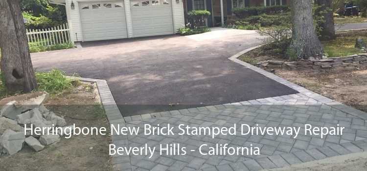 Herringbone New Brick Stamped Driveway Repair Beverly Hills - California