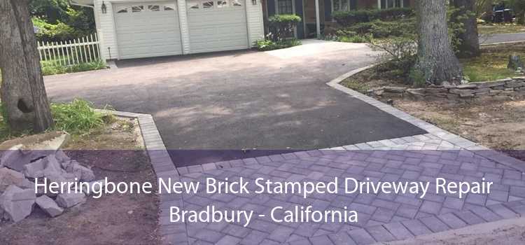 Herringbone New Brick Stamped Driveway Repair Bradbury - California
