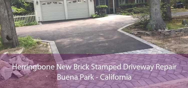 Herringbone New Brick Stamped Driveway Repair Buena Park - California