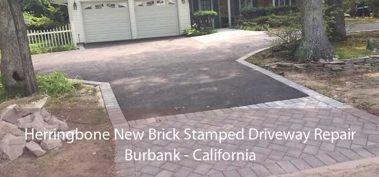 Herringbone New Brick Stamped Driveway Repair Burbank - California