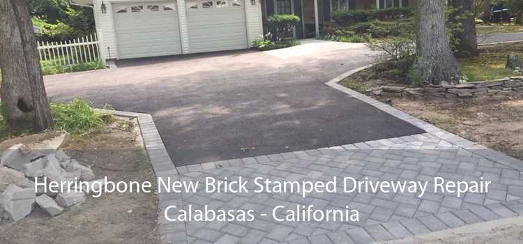 Herringbone New Brick Stamped Driveway Repair Calabasas - California