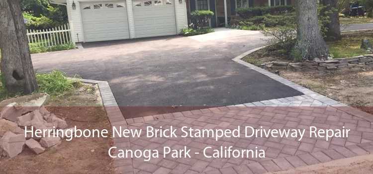Herringbone New Brick Stamped Driveway Repair Canoga Park - California