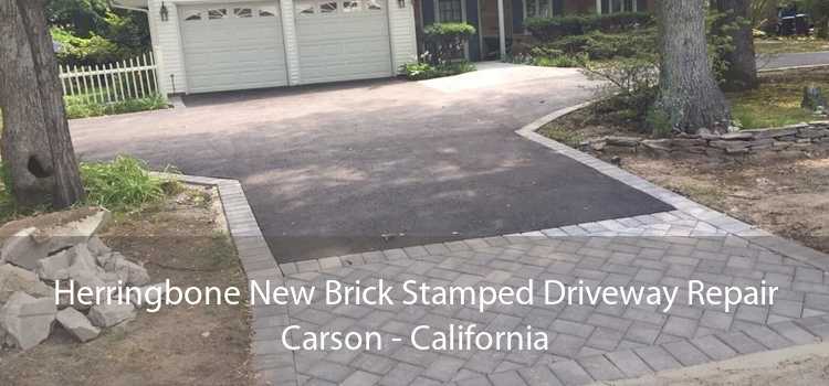 Herringbone New Brick Stamped Driveway Repair Carson - California