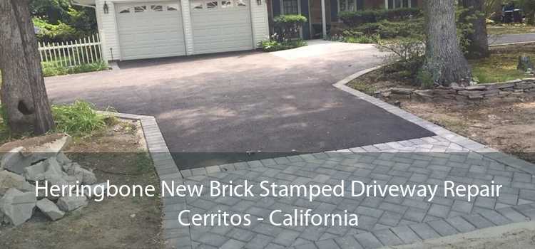 Herringbone New Brick Stamped Driveway Repair Cerritos - California