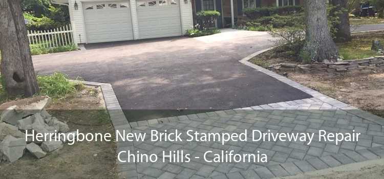 Herringbone New Brick Stamped Driveway Repair Chino Hills - California