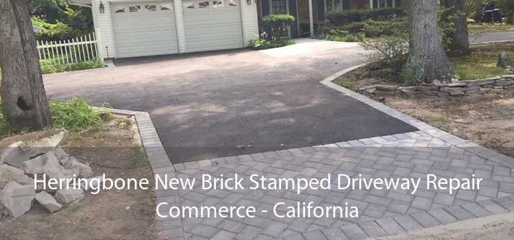 Herringbone New Brick Stamped Driveway Repair Commerce - California