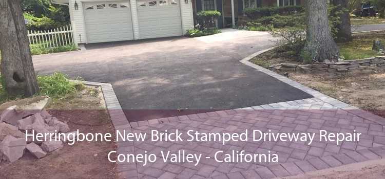 Herringbone New Brick Stamped Driveway Repair Conejo Valley - California