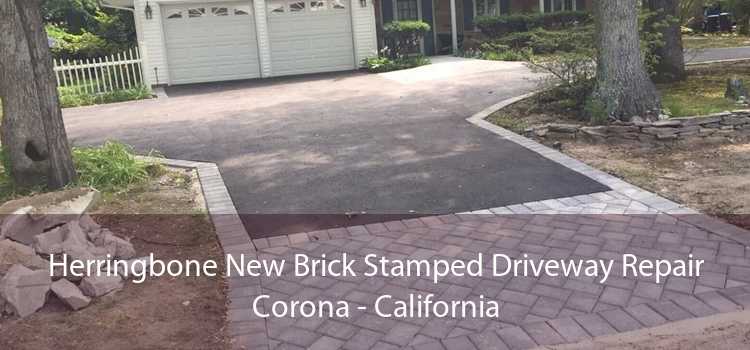 Herringbone New Brick Stamped Driveway Repair Corona - California