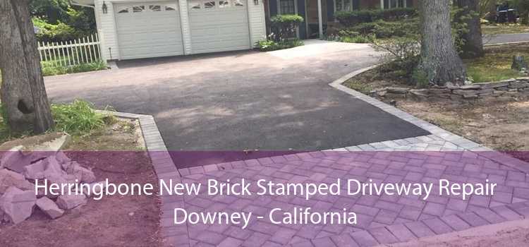 Herringbone New Brick Stamped Driveway Repair Downey - California