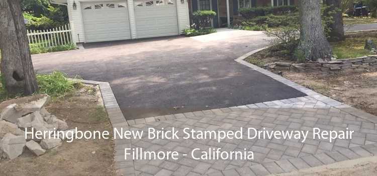 Herringbone New Brick Stamped Driveway Repair Fillmore - California