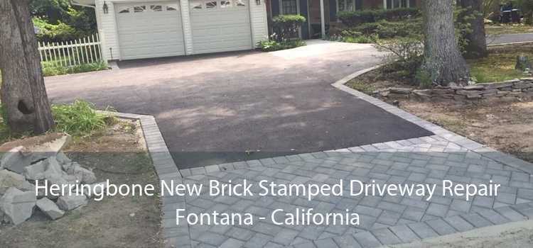 Herringbone New Brick Stamped Driveway Repair Fontana - California