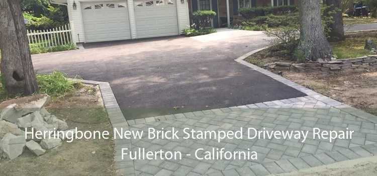 Herringbone New Brick Stamped Driveway Repair Fullerton - California