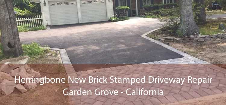 Herringbone New Brick Stamped Driveway Repair Garden Grove - California