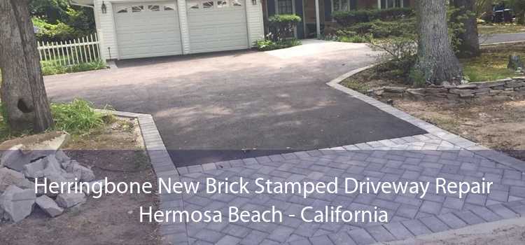 Herringbone New Brick Stamped Driveway Repair Hermosa Beach - California