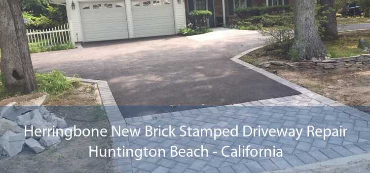 Herringbone New Brick Stamped Driveway Repair Huntington Beach - California