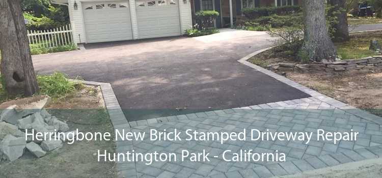 Herringbone New Brick Stamped Driveway Repair Huntington Park - California