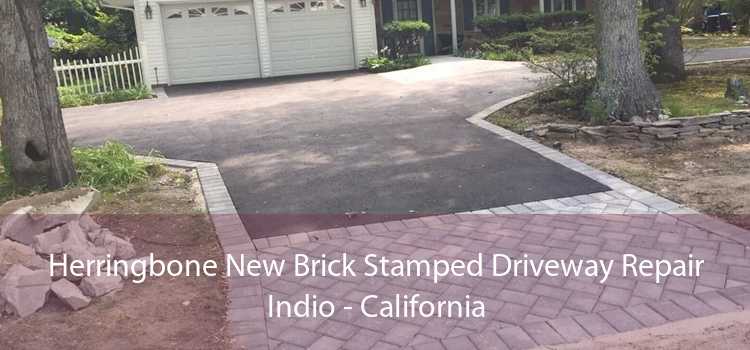 Herringbone New Brick Stamped Driveway Repair Indio - California