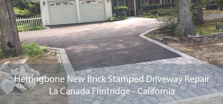 Herringbone New Brick Stamped Driveway Repair La Canada Flintridge - California