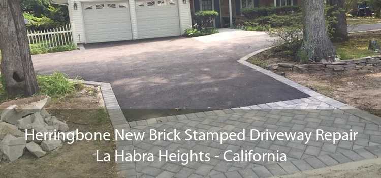 Herringbone New Brick Stamped Driveway Repair La Habra Heights - California