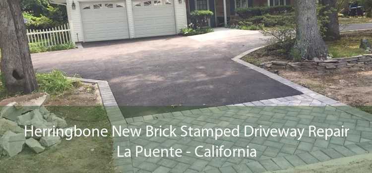 Herringbone New Brick Stamped Driveway Repair La Puente - California