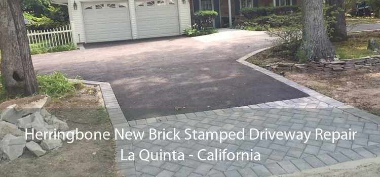 Herringbone New Brick Stamped Driveway Repair La Quinta - California