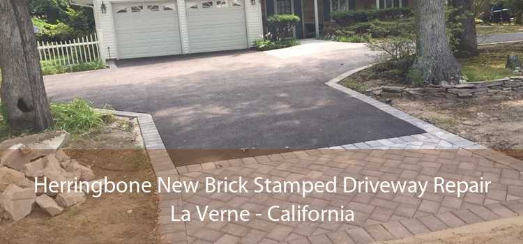 Herringbone New Brick Stamped Driveway Repair La Verne - California