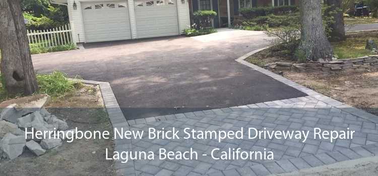 Herringbone New Brick Stamped Driveway Repair Laguna Beach - California