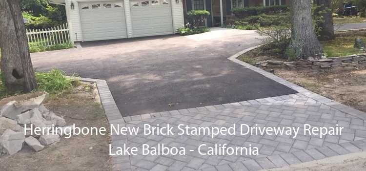 Herringbone New Brick Stamped Driveway Repair Lake Balboa - California