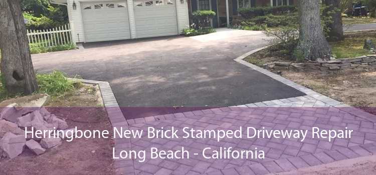 Herringbone New Brick Stamped Driveway Repair Long Beach - California