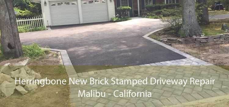 Herringbone New Brick Stamped Driveway Repair Malibu - California