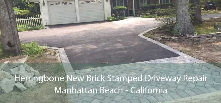 Herringbone New Brick Stamped Driveway Repair Manhattan Beach - California