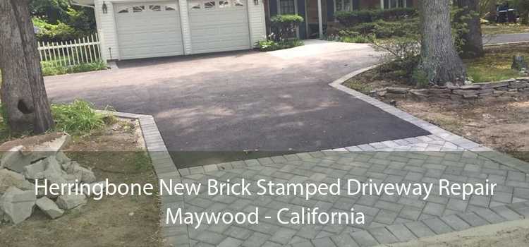 Herringbone New Brick Stamped Driveway Repair Maywood - California