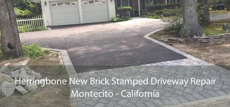 Herringbone New Brick Stamped Driveway Repair Montecito - California