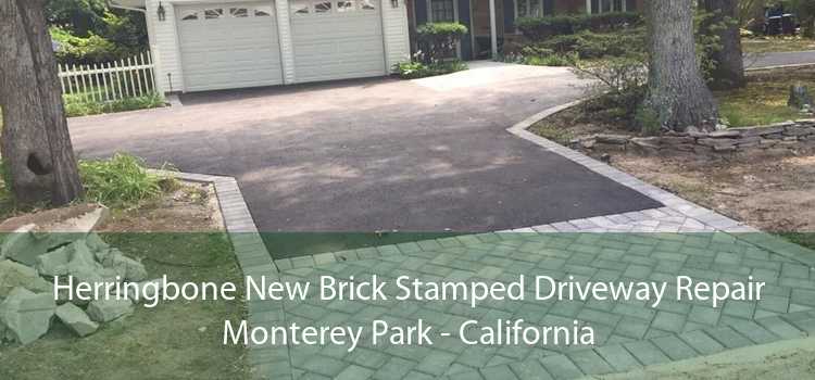 Herringbone New Brick Stamped Driveway Repair Monterey Park - California